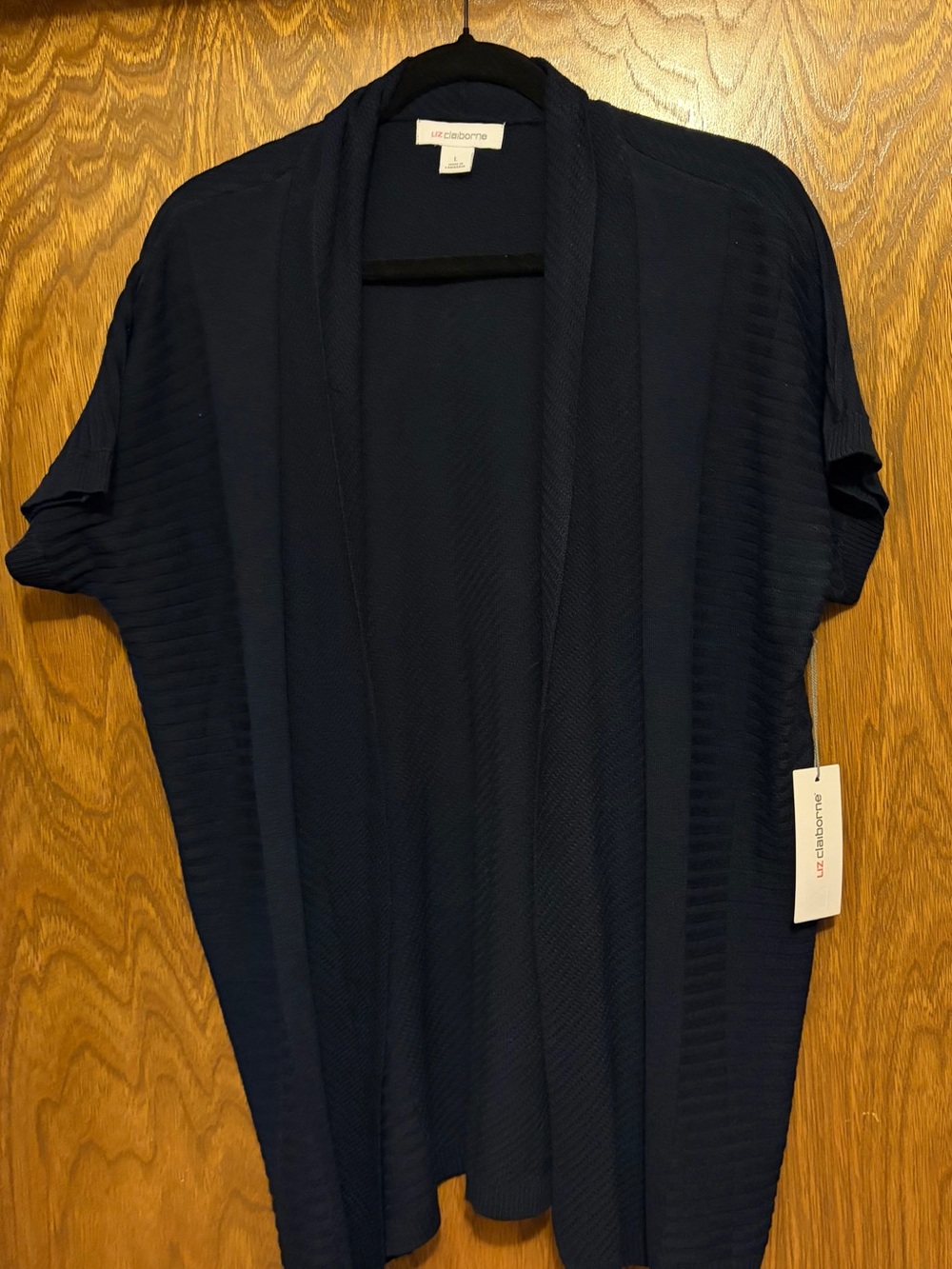 Liz Claiborne Navy Short-Sleeve Open Cardigan